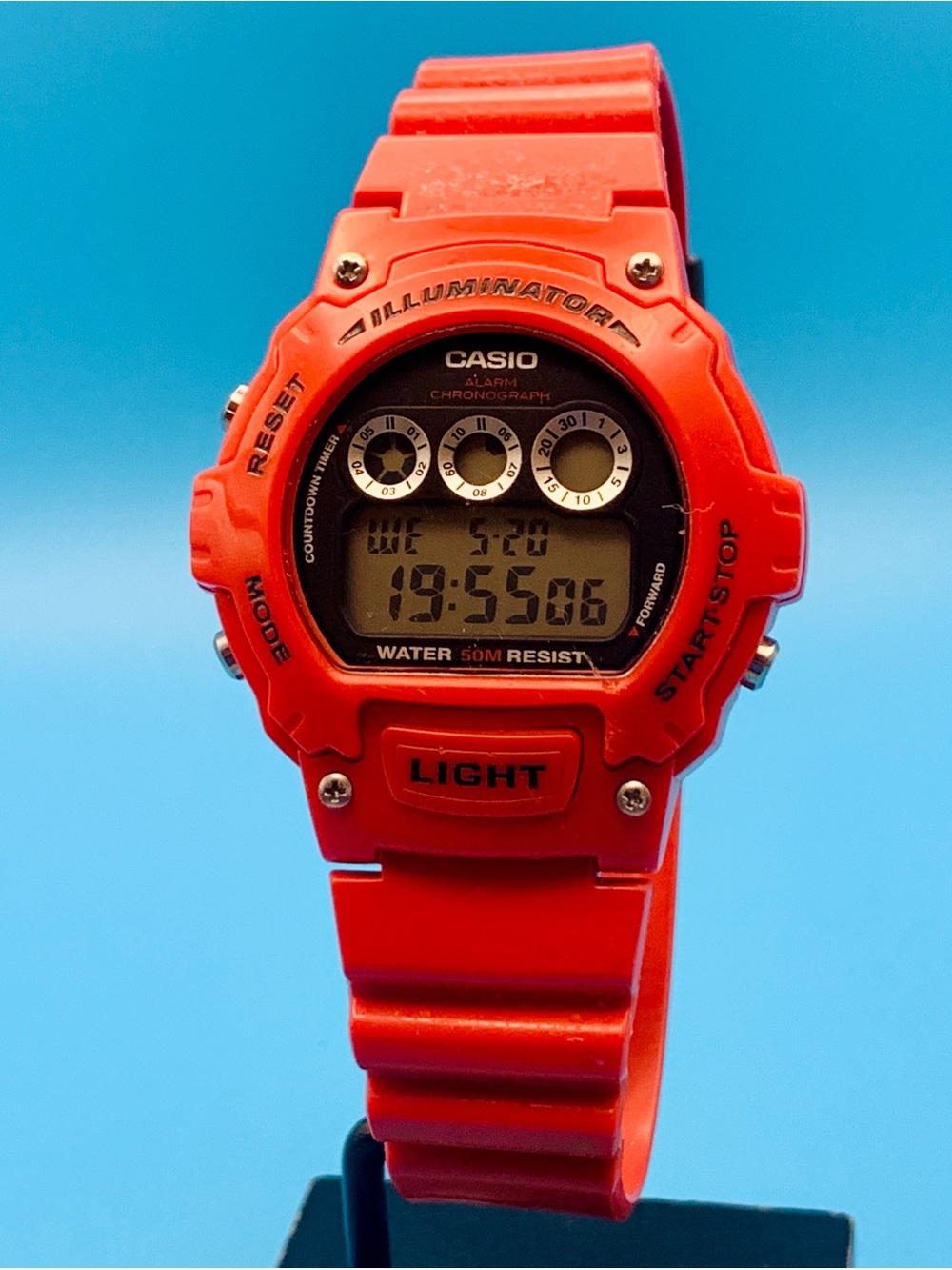 CASIO W-214HC (3225) Men’s Digital Wristwatch Chrono Backlight Works New Battery